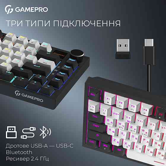 Клавіатура бездротова GamePro Asgard Valhalla Pro White (MK160W-D-Pro) ( 17282 ) Харків