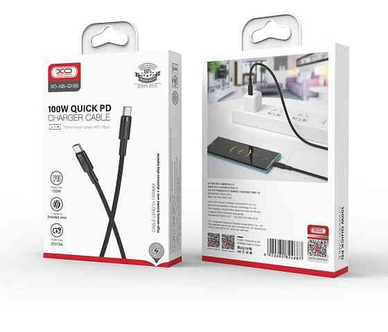 Кабель XO NBQ199 High Power Braided Type-C to Type-C - 100W - 1m Black (7102294) Київ