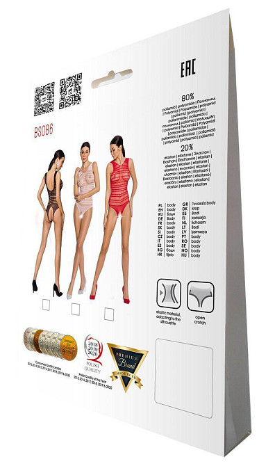 Бодістокінг з доступом Passion BS086 white, вертикальна сітка, виріз на спинці Sex Aura Київ - фото 8