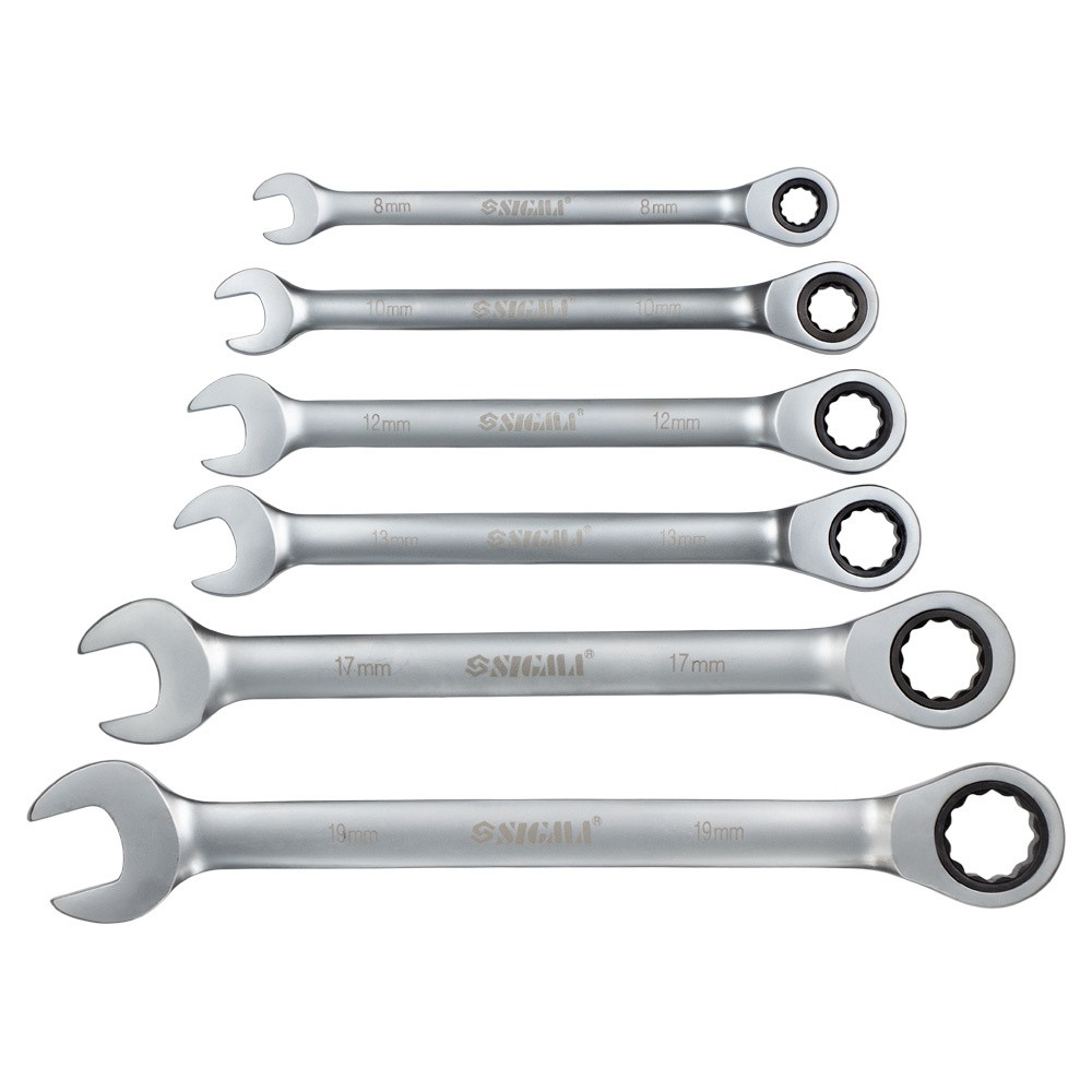 Sigma Ключи рожково-накидные трещоточные 6шт (8, 10, 12, 13, 17, 19мм) CrV SIGMA (6010511) Київ - фото 2