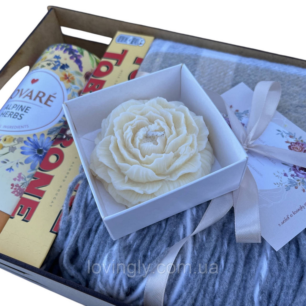 Затишний подарунковий набір з пледом, чаєм, шоколадом і свічкою Ірпінь - фото 4