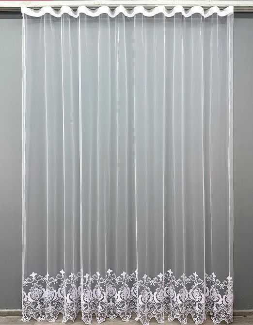 Тюль VR-Textil 1820т Фатин з вишивкою Білий 350х270 см (42-0954) Київ - фото 2