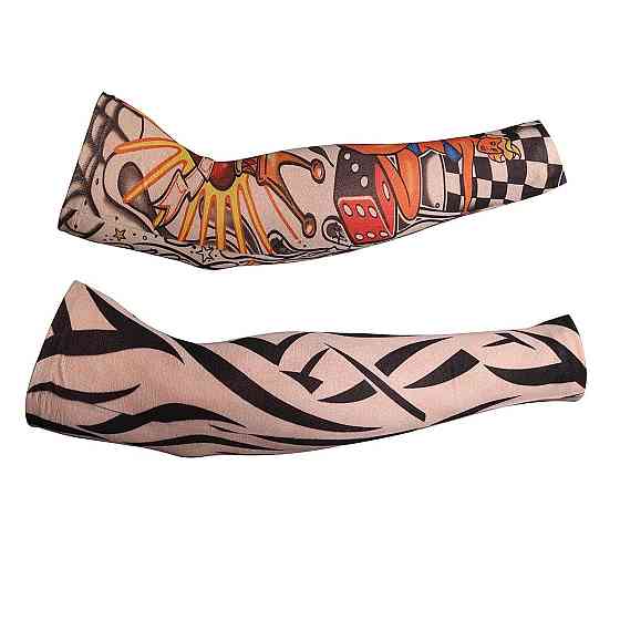 Парик черный кудрявый длинный в стиле рок 80-х, с тату рукавами, для косплей вечеринок смены образа Рок-звезда Киев