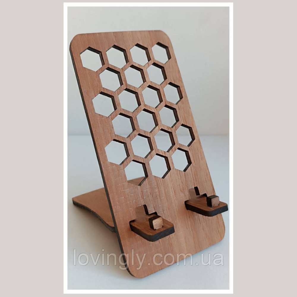 Підставка під телефон з натуральнї деревини акації Соти. Ірпінь - фото 2