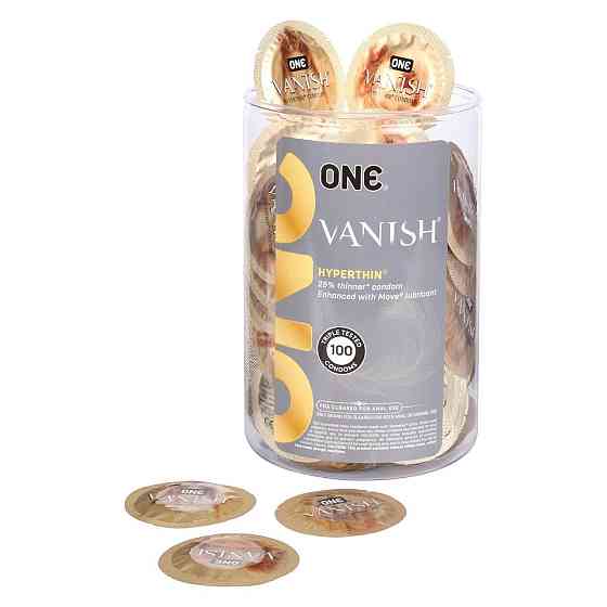 Набір презервативів ONE Vanish Hyperthin, 100 шт, ультратонкі, зі змазкою, паковання-тубус Sex Aura Київ