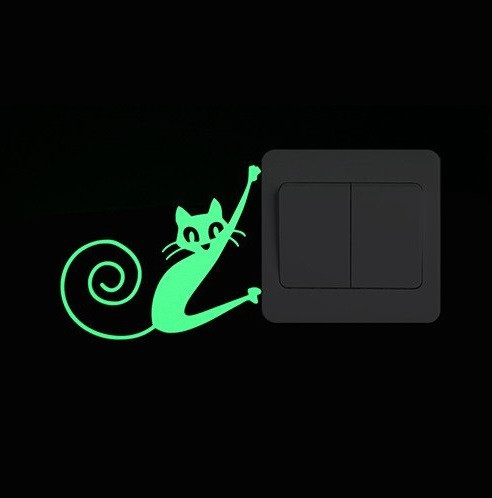 Фосфорная наклейка Кот 10 на 10 смм салатовый Киев - изображение 3
