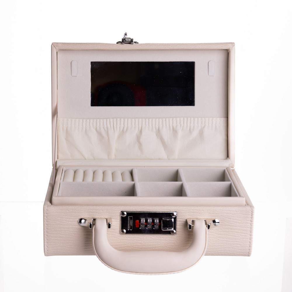 Скринька для прикрас з еко шкіри 2 яруси з кодовим замком Бежевий HP-5-24BE Коломыя - изображение 1