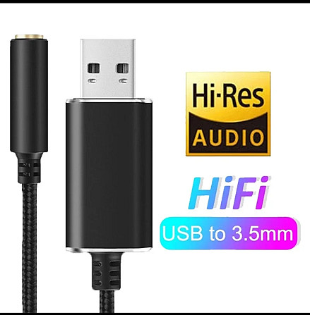 Перехідник miniJack - USB 3.5-USB 20 см у тканинному обплітанні для навушників з мікрофоном Київ - фото 1