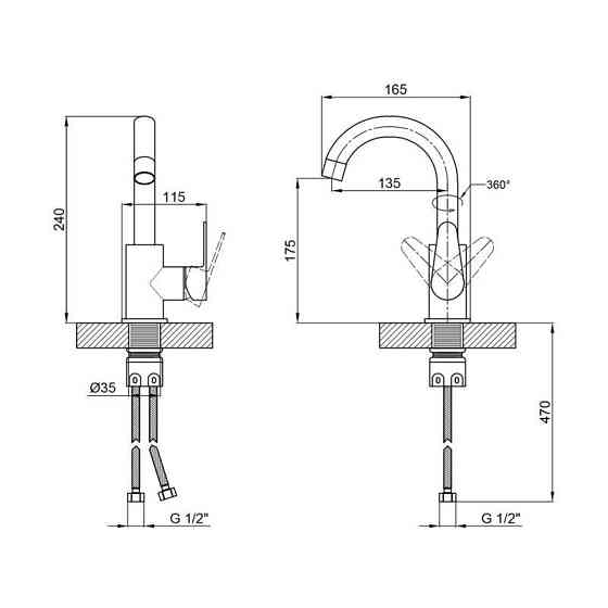 Змішувач для кухні Lidz Vida 03U-SFS (LD014VI43353) сатин Київ