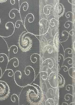 Тюль фатин с вышивкой и люрексом цвет молочный 1685т Киев