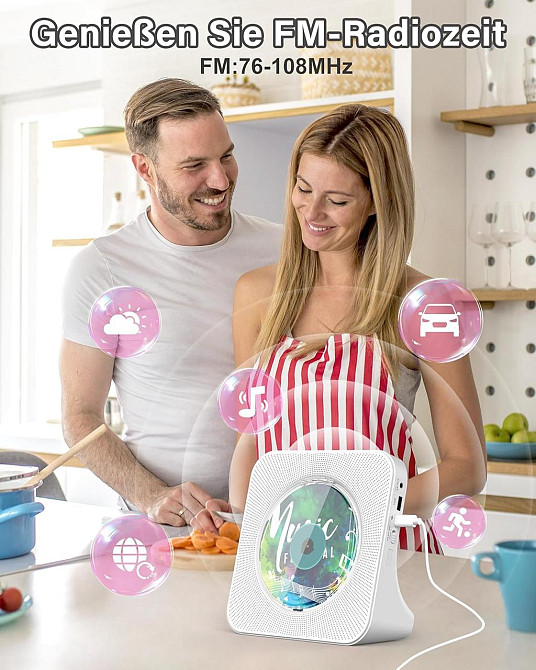 Аудіосистема Greadio KC-806 CD-плеер з пультом, світлодіодним екраном, FM-радіо, AUX/USB, HiFi-динаміком з Німеччини Дніпро - фото 15
