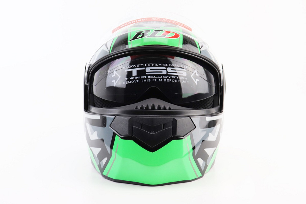 Шолом модуляр, закритий з відкидним підборіддям+відкидні окуляри BLD-159 S (55-56см), ЧОРНО-ЗЕЛЕНИЙ Київ - фото 6