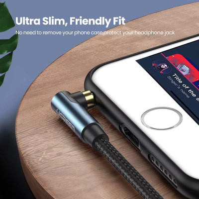 Кабель мультимедійний 3.5mm M to 3.5mm M 1.0m 90° corner AV112 blue Ugreen (60179) Вінниця - фото 4