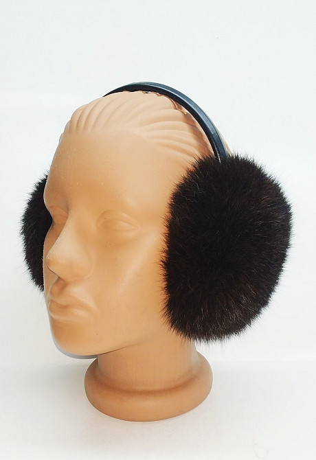 Навушники хутряні теплі, розсувні дитячі/дорослі з хутра кролика, коричневі Харків - фото 3