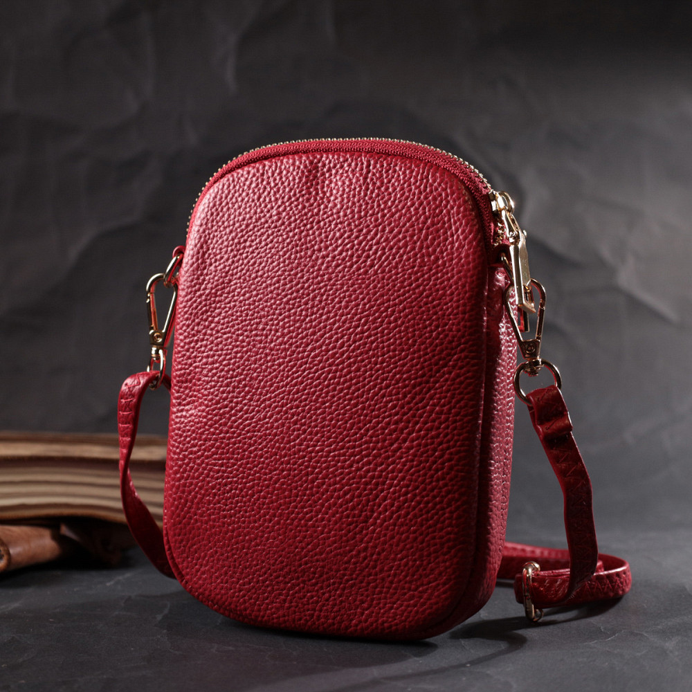 Яркая сумка интересного формата из мягкой натуральной кожи Vintage 22340 Красная Киев - изображение 9