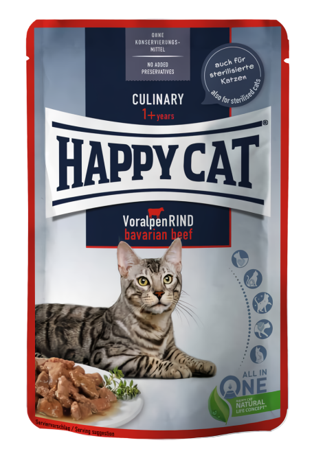 Влажный корм Happy Cat Culinary Voralpen Rind с говядиной для кошек (кусочки в соусе) пауч, 85 г Винница - изображение 3