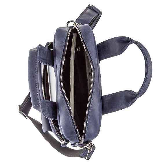 Стильна сумка під А4 вертикального формату в матовою шкірі 11170 SHVIGEL, Синя Київ