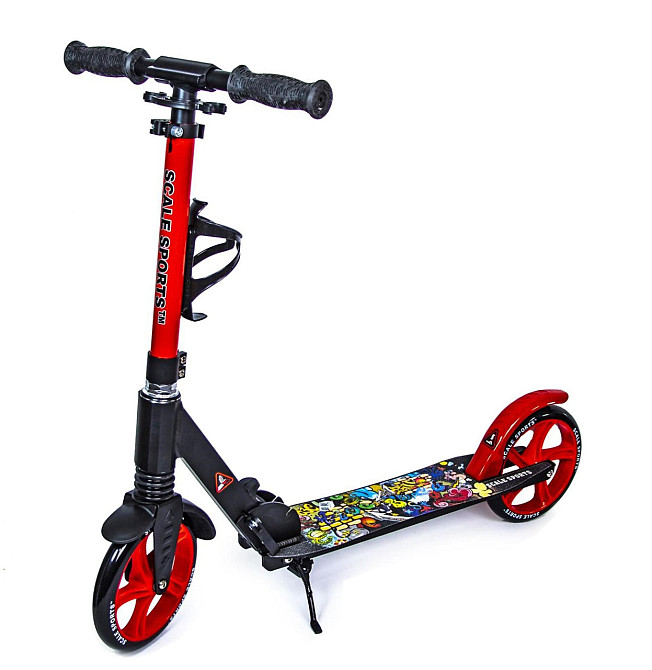 Двухколесный складной самокат SS-15 с задним ножным тормозом от Scale Sports. Черно-Красного цвета Одесса - изображение 1