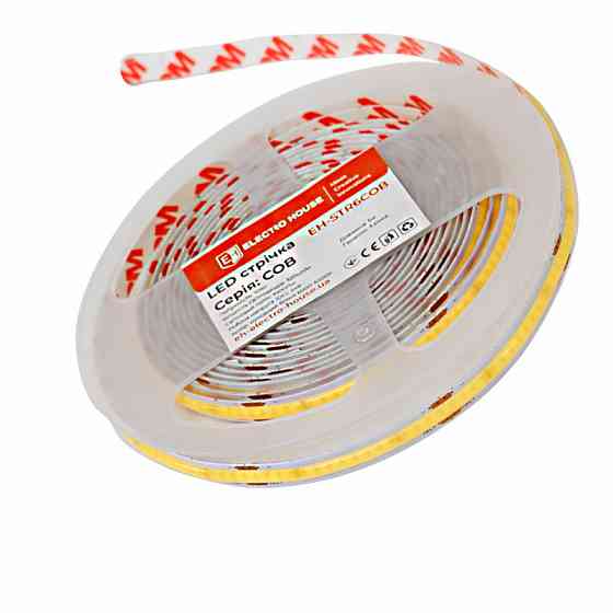 LED стрічка 10Вт 24В COB  320 діодів 100Лм/Вт холодний білий 6500К, серія COB, гарантія 3 роки Дніпро