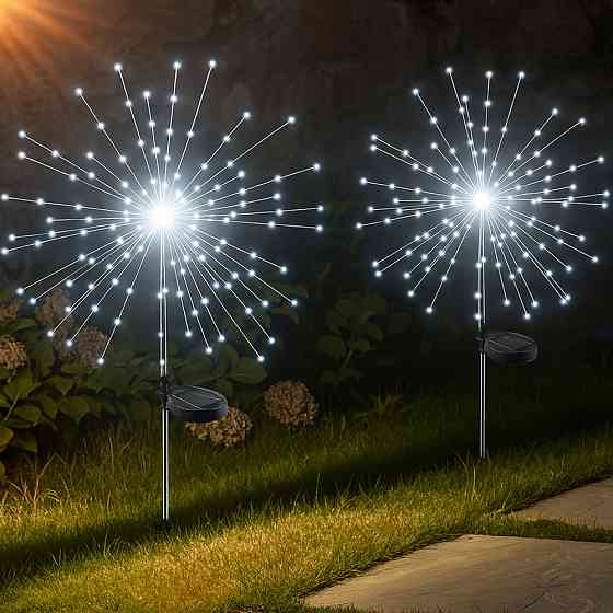 2 шт Садовий світильник Феєрверк на сонячній батареї 90LED,95см,Біле світло SBR Київ