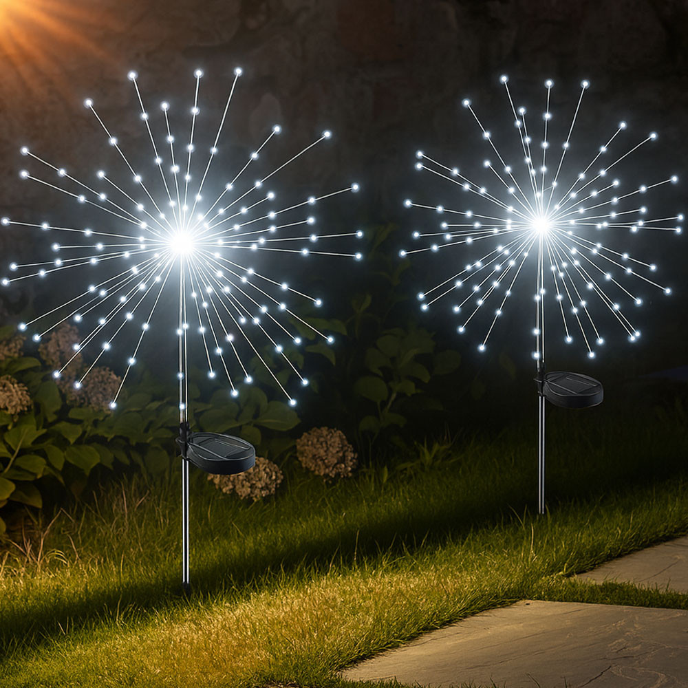 2 шт Садовий світильник Феєрверк на сонячній батареї 90LED,95см,Біле світло SBR Київ - фото 1