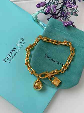 Браслет цепь Тиффани Tiffany с шариком и замочком / позолота / мешочек Тиффани Одесса