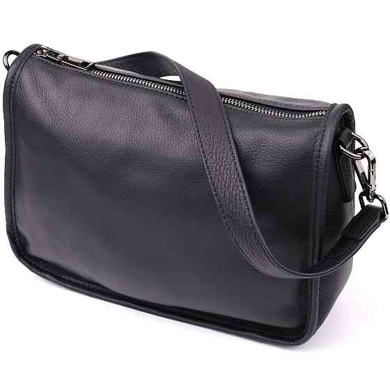 Стильная сумка на плечо из натуральной кожи для женщин Vintage 23001 Черный Киев