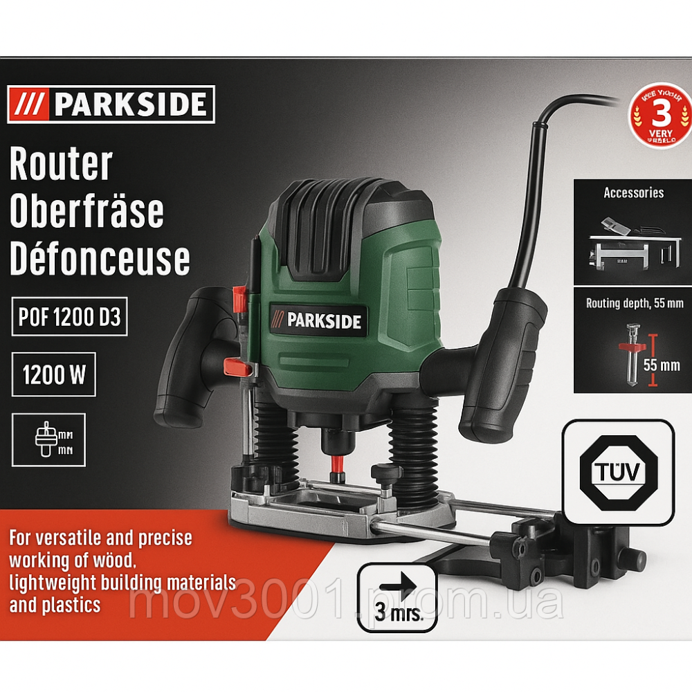 Ручний фрезерний верстат Parkside POF 1200 D-3 (1200 Вт, регулювання швидкості, набір фрез, Німеччина) Киев - изображение 7