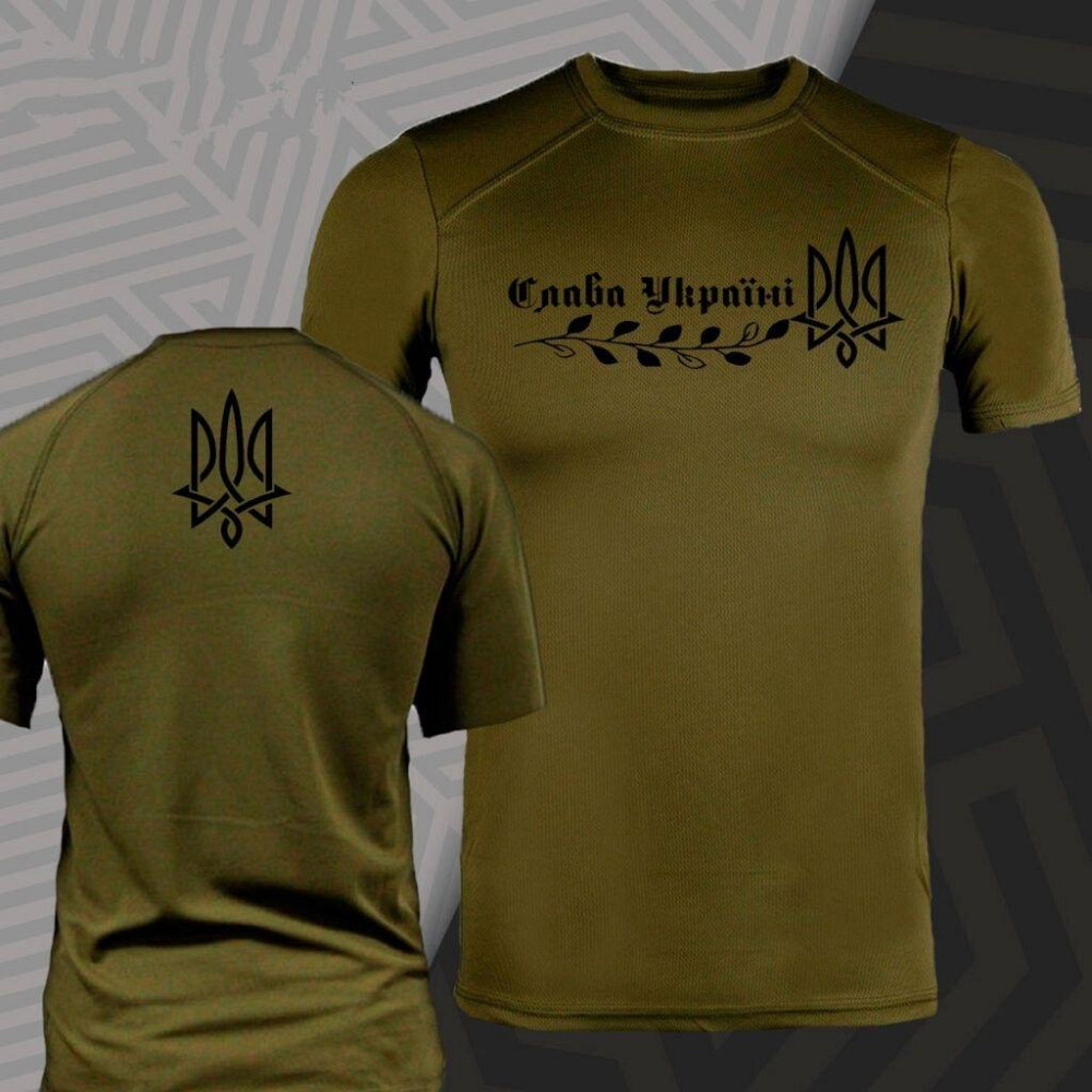 Футболка олива Слава Україні з гербом XL Чернівці - фото 1