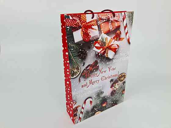 Большой бумажные пакет вертикальный 25/37/8 новогодний -001 (12 шт) Харьков