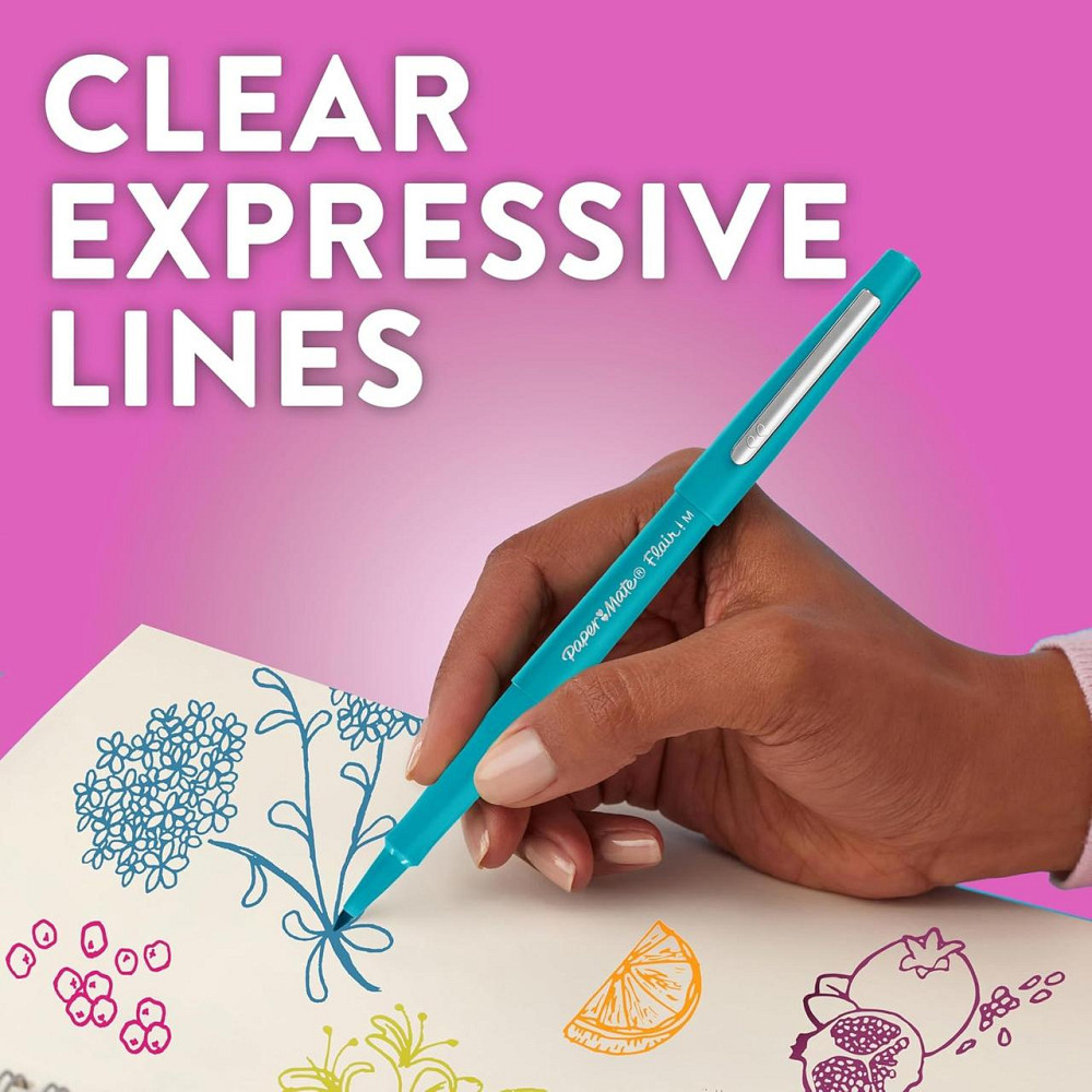 Ручка Paper Mate Flair 1.1 мм синяя набор 12 фетровая средняя Киев - изображение 8