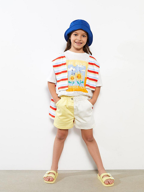 Дитячі Джинсові Шорти Для Дівчинки LC Waikiki Жовто-Білі 9-12 міс (74-80см) пакунок малюка Киев - изображение 1