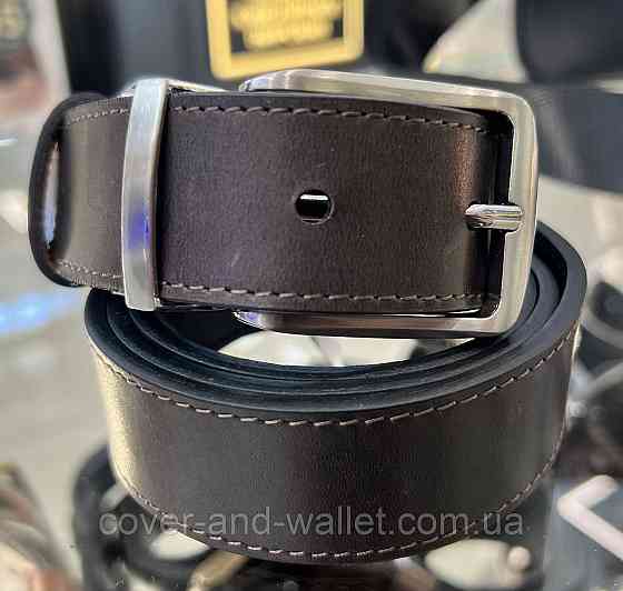 Двусторонний мужской джинсовый ремень с классической пряжкой 35 мм PS Leather Киев