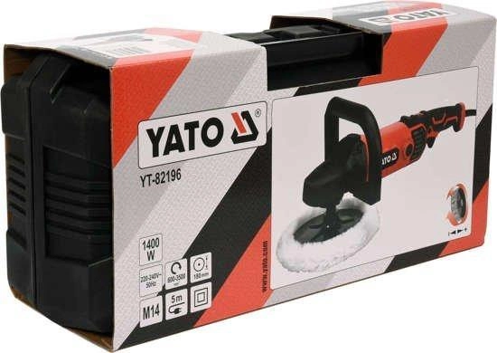 Потужна полірувальна машина Yato YT-82196 : 1400 Вт, регулювання обертів, 3500 об/хв, круг 180 мм, липучка (YT-82196) Київ - фото 7