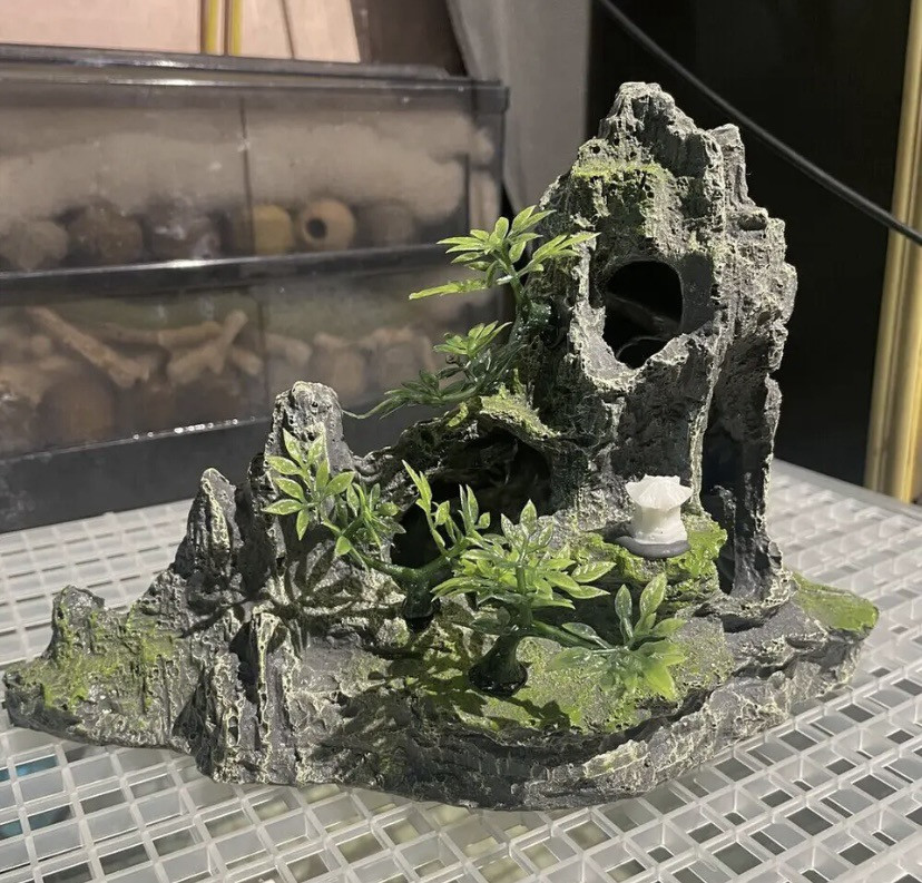Декор для акваріума Скала акваріумний пейзаж розмір 17 на 22 на 9 см смола зелений З ДЕФЕКТОМ Київ - фото 3