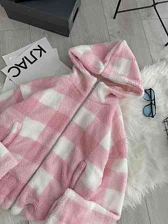 Жіночий стильний теплий бомбер підкладка тедді. Рожевий Одеса