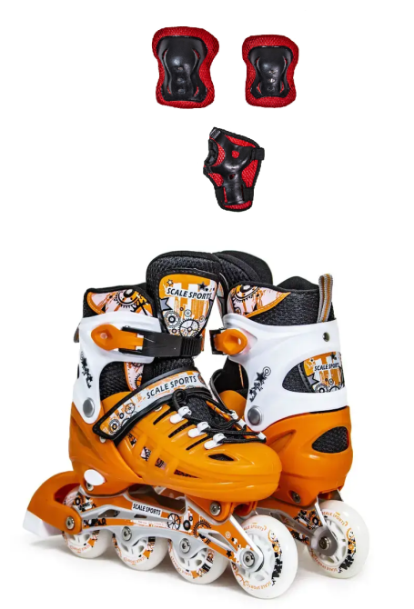Дитячі розсувні ролики із комплектом захисту Scale Sports помаранчеві, розмір 38-41 Одеса - фото 1