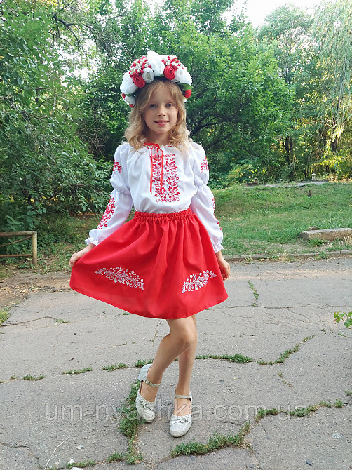 Костюм вишиванка червоний для дівчинки Кривий Ріг - фото 2