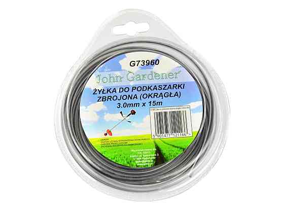 Жилка косарки "JohnGardener" армована кругла 15м 3,0мм Стрый
