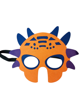 Дитяча маска Динозавр для дитячого свята з фетру one size помаранчево-синій Київ