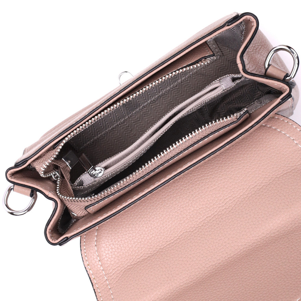 Женская кожаная сумка с интересной металлической защелкой Vintage 22418 Бежевый Киев - изображение 7