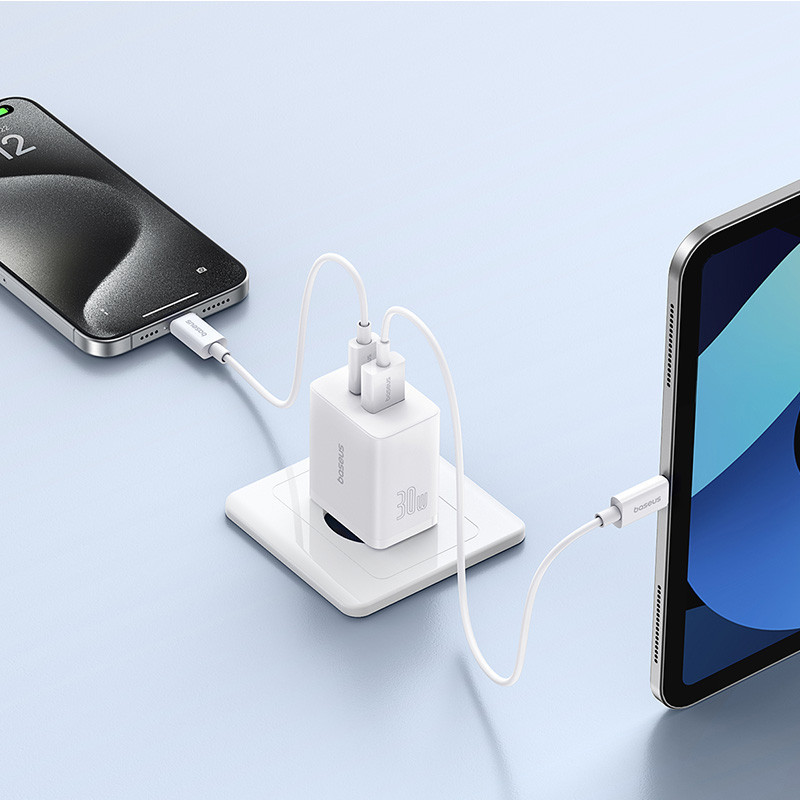 Мережевий зарядний пристрій Baseus Cube Fast Charger C+U 30W EU Moon White P10111404213-00 Одеса - фото 9
