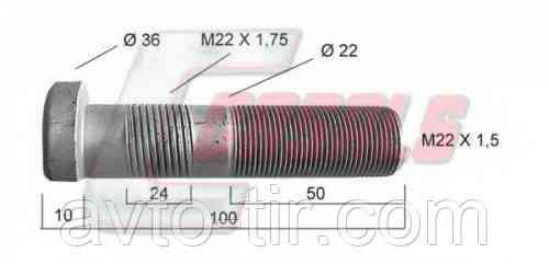 Болт М22х1,5x97x62 колеса BPW Луцьк