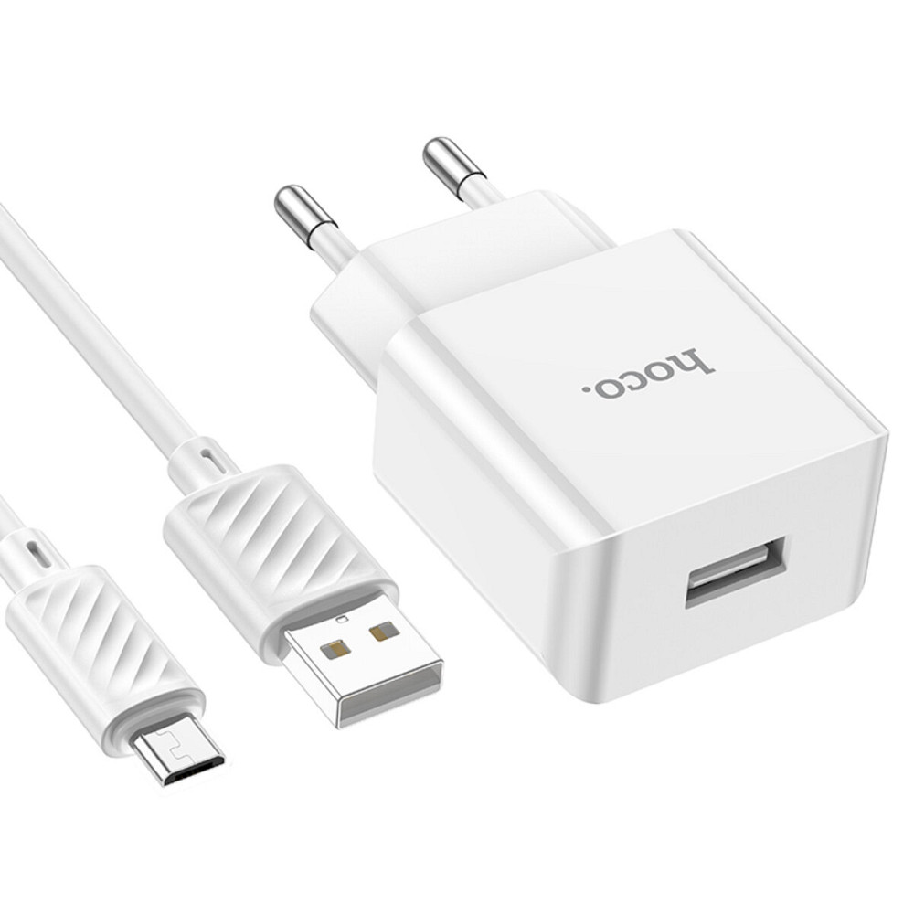 Мережевий зарядний пристрій HOCO C106A Leisure single port charger set(Micro) White Київ - фото 4