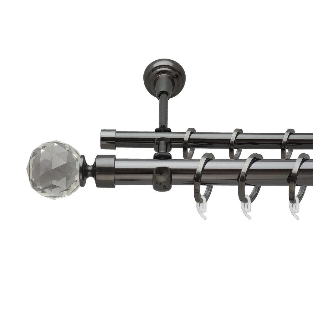 Карниз Orvit Люміера металевий дворядний відкритий гладка труба кільце фасонне металеве  Онікс 25\16 мм 160 см (6708034) Львів - фото 1