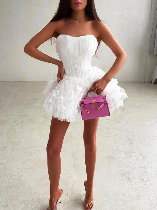 Жіноча романтична приваблива мініплаття костюмна + фатин метелика (на підкладці) Білий, 44/46 Одеса - фото 5