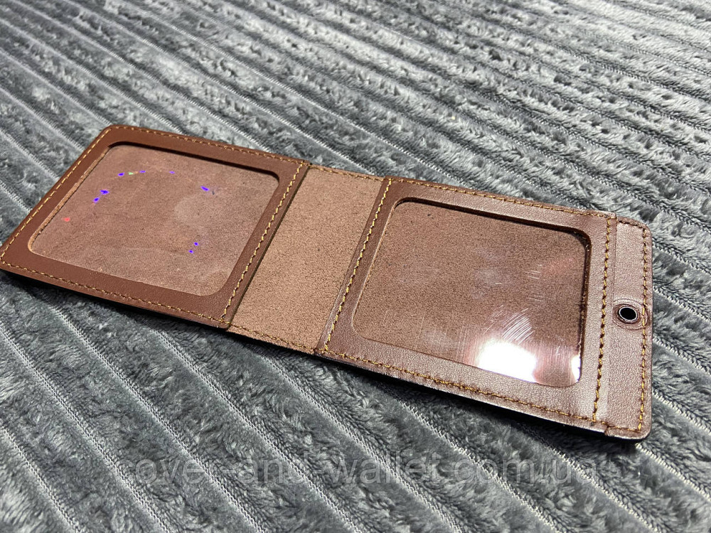 Коричневая кожаная обложка Учасник бойових дій Київ - фото 4