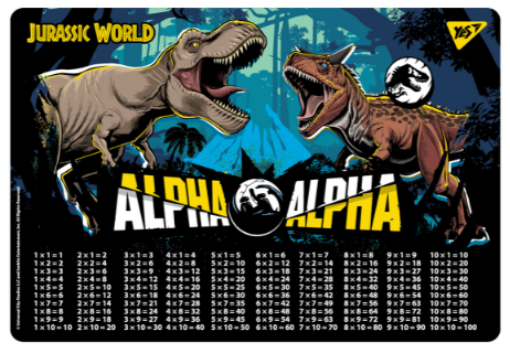 Підкладка настільна А3 "Yes" Jurassic World таблиця множення, 492049, шт Київ