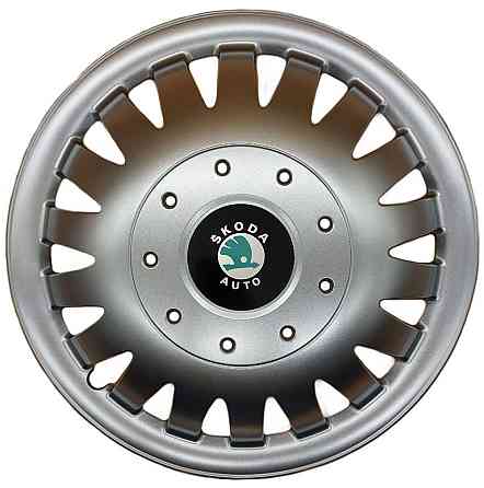 Автомобільні модельні ковпаки R15 Skoda (зелена) 320 4шт, SJS, сріблясті Вінниця