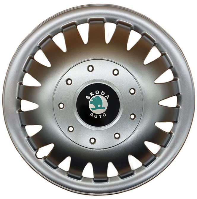 Автомобільні модельні ковпаки R15 Skoda (зелена) 320 4шт, SJS, сріблясті Вінниця - фото 1